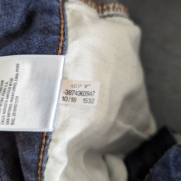 American Eagle Hi-rise Jegging 10 Short Distressed Blue Frayed Stretch Jegging - Picture 5 of 11